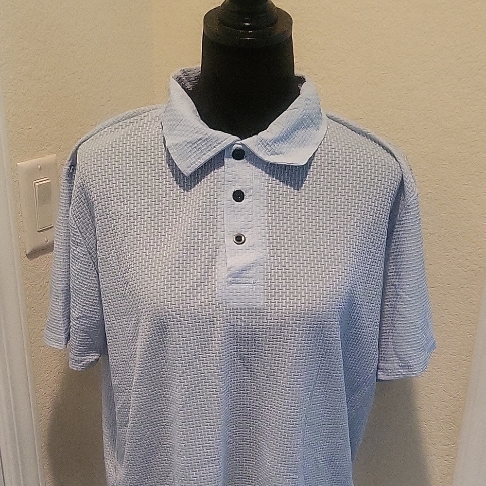 Classic Light Blue Textured Polo Shirt